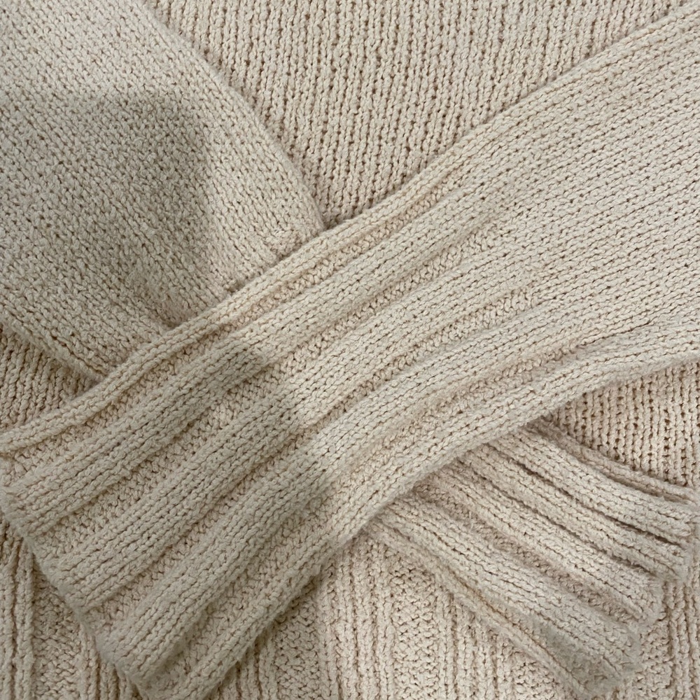 J. Crew Cream Cotton/Knit Blend Long Sleeve Crewneck Sweater - Picture 3 of 3